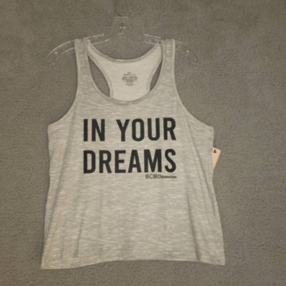 BCBGeneration Shirt Womens In Your Dreams Tank Top Gray Racerback M New